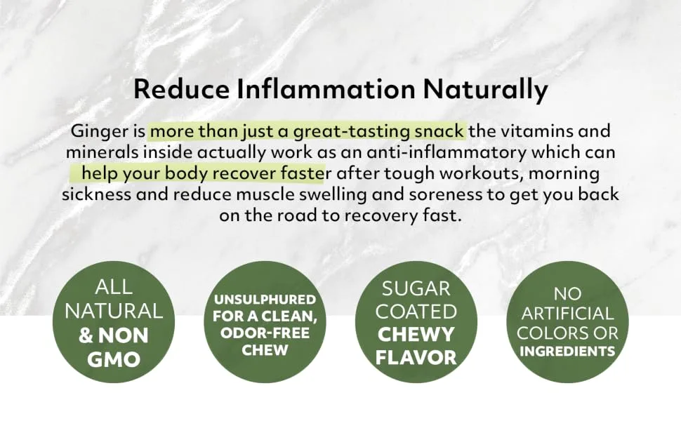 NUTS U.S. - Unsulphured Crystallized Ginger Chunks, No Artificial Colors, Fresh and Delicious Dried Gingers in Resealable Bag!!! (2 LBS) 2 Pound (Pack of 1) - Reduce Inflammation with Ginger Chunks Sugar Coated Chewy Flavor No Artificial Colors or Ingredients
