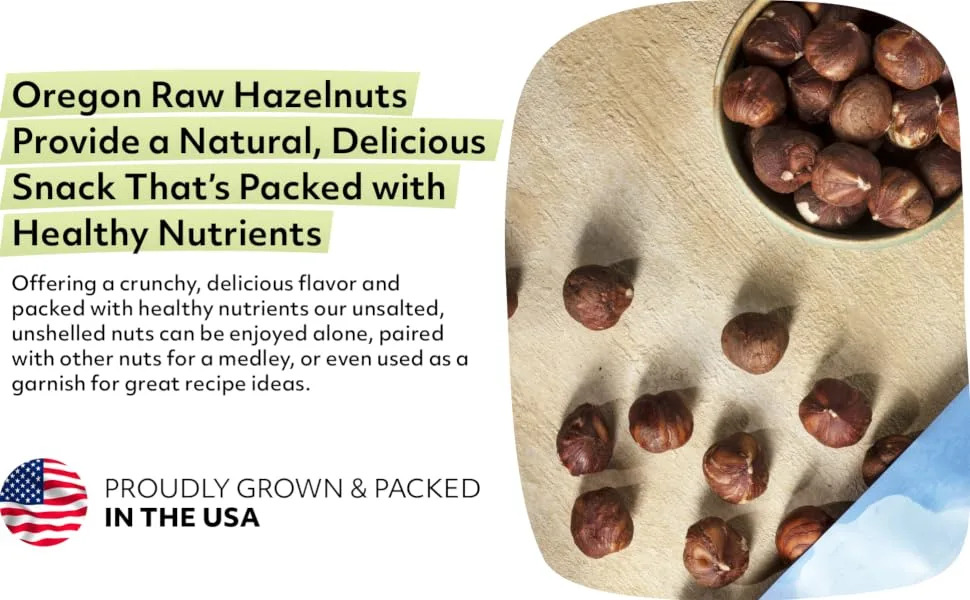 NUTS U.S. - Oregon Hazelnuts (Filberts) | Raw and Unsalted | Steam Pasteurized and NON-GMO | No Shell - Just Kernels | JUMBO SIZE | Packed in Resealable Bags!!! (4 LB) 4 Pound (Pack of 1) - Oregon Raw Hazelnuts