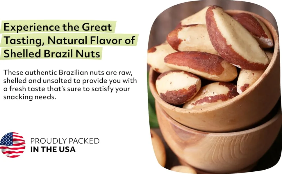 NUTS U.S.  Brazil Nuts | Shelled Whole Kernels | Raw and Unsalted | Non-GMO and Steam Pasteurized | Packed In Resealable Bags!!! (1 LB) 1 Pound (Pack of 1) - Brazil Nuts Shelled Raw Unsalted
