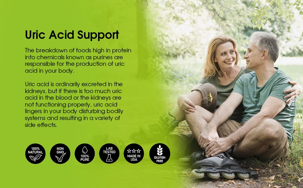 NutriGout Uric Acid Cleanse Supplement for Active Mobility, Strong Flexibility, Muscle Pain Relief, Joint Comfort and Kidney Support - Non-GMO, Gluten Free - Nutrigout non-gmo and gluten free