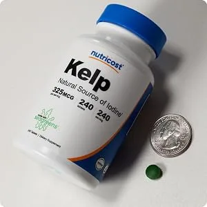 Nutricost Kelp Tablets, 325mcg of Iodine, 240 Tablets - Non-GMO, Gluten Free - Nutricost Kelp Tablet Size Comparison