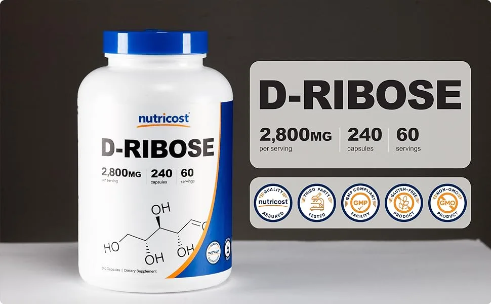 Nutricost D-Ribose 700mg (2800mg Per Serving), 240 Capsules - Vegetarian Friendly, Non-GMO, Gluten Free - Nutricost D-Ribose