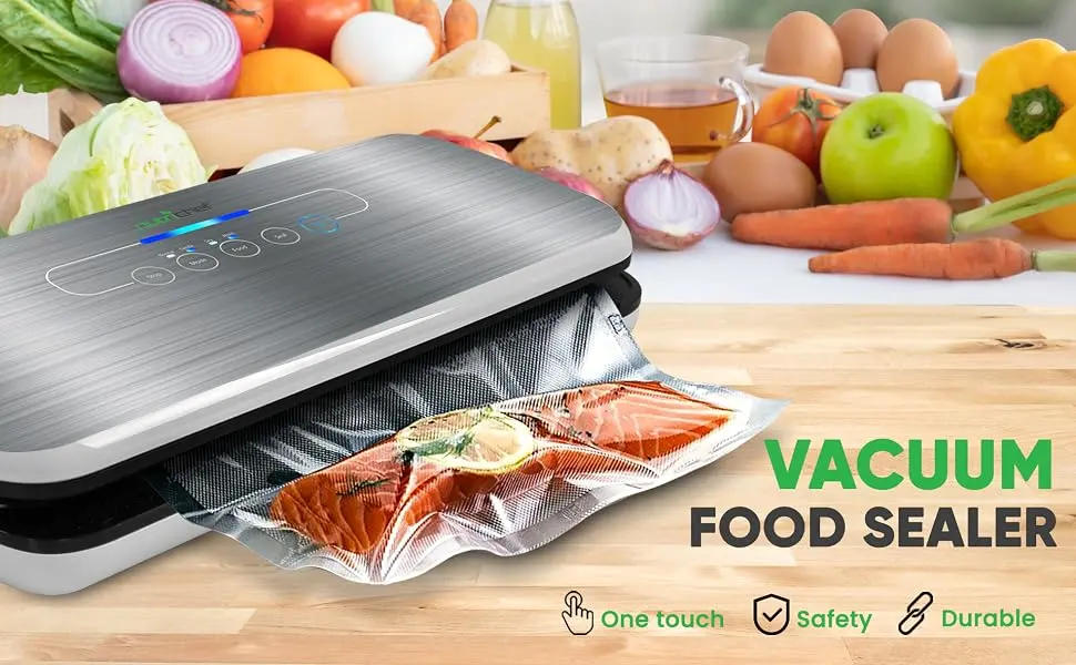 NutriChef PKVS Sealer | Automatic Vacuum Air Sealing System Preservation w/Starter Kit | Compact Design | Lab Tested | Dry & Moist Food Modes | Led Indicator Lights, 12", Silver Silver Vacuum Sealer - NutriChef PKVS Sealer | Automatic Vacuum Air Sealing System Preservation w/Starter Kit | Compact