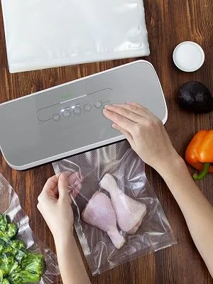 NutriChef PKVS Sealer | Automatic Vacuum Air Sealing System Preservation w/Starter Kit | Compact Design | Lab Tested | Dry & Moist Food Modes | Led Indicator Lights, 12", Silver Silver Vacuum Sealer - NutriChef PKVS Sealer | Automatic Vacuum Air Sealing System Preservation w/Starter Kit | Compact