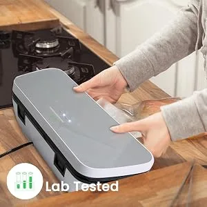 NutriChef PKVS Sealer | Automatic Vacuum Air Sealing System Preservation w/Starter Kit | Compact Design | Lab Tested | Dry & Moist Food Modes | Led Indicator Lights, 12", Silver Silver Vacuum Sealer - NutriChef PKVS Sealer | Automatic Vacuum Air Sealing System Preservation w/Starter Kit | Compact