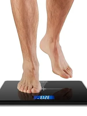NUTRI FIT Extra-Wide/Ultra-Thick Digital Body Weight Bathroom Scale with 3 Inch Large Easy Read Backlit LCD Display Max Capacity 400lb Step-on Technology, Black State Black - EB9233H Extra Wide