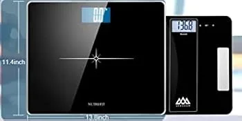 NUTRI FIT Extra-Wide/Ultra-Thick Digital Body Weight Bathroom Scale with 3 Inch Large Easy Read Backlit LCD Display Max Capacity 400lb Step-on Technology, Black State Black - extra large scale