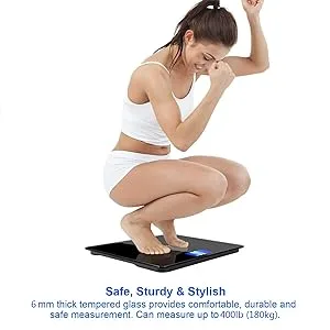 NUTRI FIT Extra-Wide/Ultra-Thick Digital Body Weight Bathroom Scale with 3 Inch Large Easy Read Backlit LCD Display Max Capacity 400lb Step-on Technology, Black State Black - weight scale
