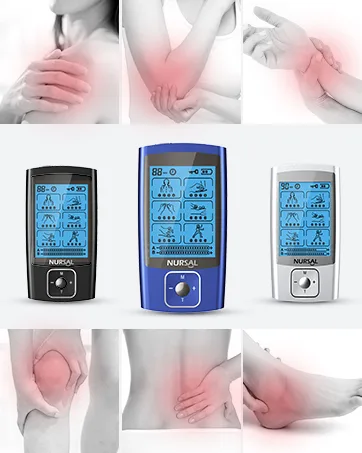 NURSAL TENS EMS Unit Muscle Stimulator for Pain Relief Therapy, Electric 24 Modes Dual Channel TENS Machine Pulse Massager with 12 Pcs Electrode Pads/Continuous Stable Mode/Memory Function Blue - back pain relief