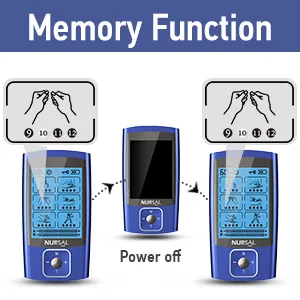 NURSAL TENS EMS Unit Muscle Stimulator for Pain Relief Therapy, Electric 24 Modes Dual Channel TENS Machine Pulse Massager with 12 Pcs Electrode Pads/Continuous Stable Mode/Memory Function Blue - memory function