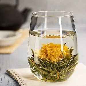 Numi Organic Tea Flowering Tea Gift Set, 6 Tea Blossoms with 16 Ounce Glass Teapot (Packaging May Vary) - blooming tea