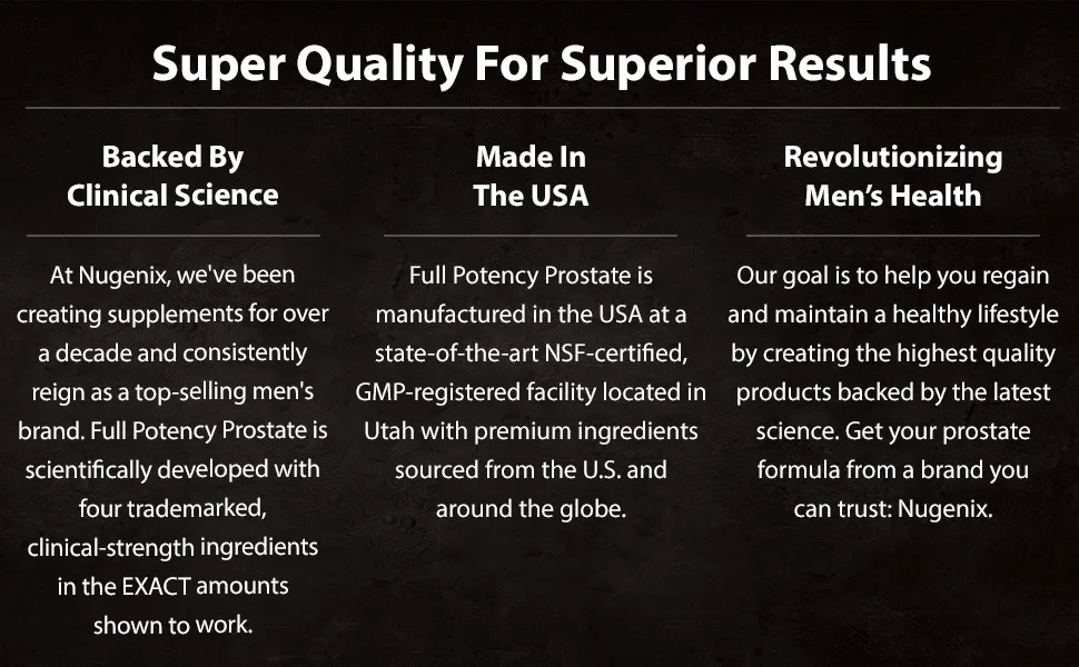 Nugenix Full Potency Prostate Supplement for Men - Clinical-Strength Ingredients, Saw Palmetto, Helps to Increase Urinary Flow, Control Urinary Frequency, and Support Prostate Function, 60 Capsules - Nugenix Full Potency Prostate Backed by Science and Made in the USA