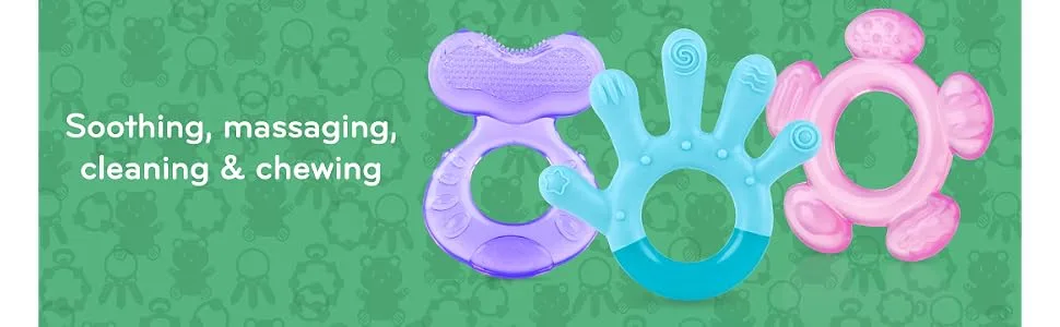 Nuby 3 Step Soothing Teether Set, BPA Free - Colors may vary. Multi - product information 1