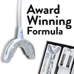 Novashine Professional Teeth Whitening Kit: Advanced Blue LED Light, Concentrated Peroxide Gel, Smartphone Adapter, Travel Bag - Teeth Whitening LED light