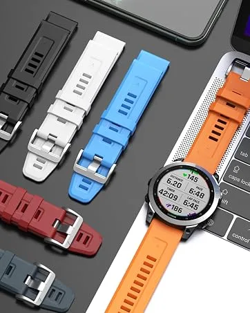 NotoCity Silicone Watch Band Replacement Solft Silicone Strap Compatible Forerunner 230/220/ 235/ 620/ 630/ 735XT/ Approach S20/ S5/ S6-Black Gray Black-Gray - product information 13