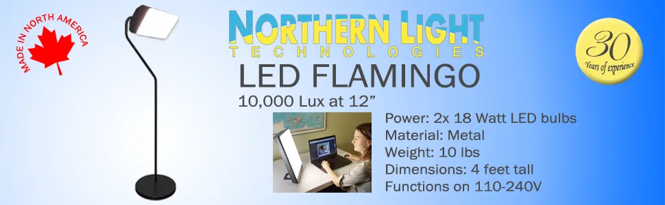 Northern Light Technologies Flamingo 10,000 Lux Bright Light Therapy Floor Lamp, Black, 4 Foot - Northern Light Technologies LED Flamingo 10,000 Lux