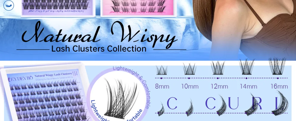 Wispy Lash Clusters Natural Eyelash Cluster Extensions C Curl 8-16mm Individual Lashes DIY Lash Extensions Cluster Lashes Individual Eyelashes Extensions by EYDEVRO Natural Wispy Clusters - Natural Wispy Lash Clusters