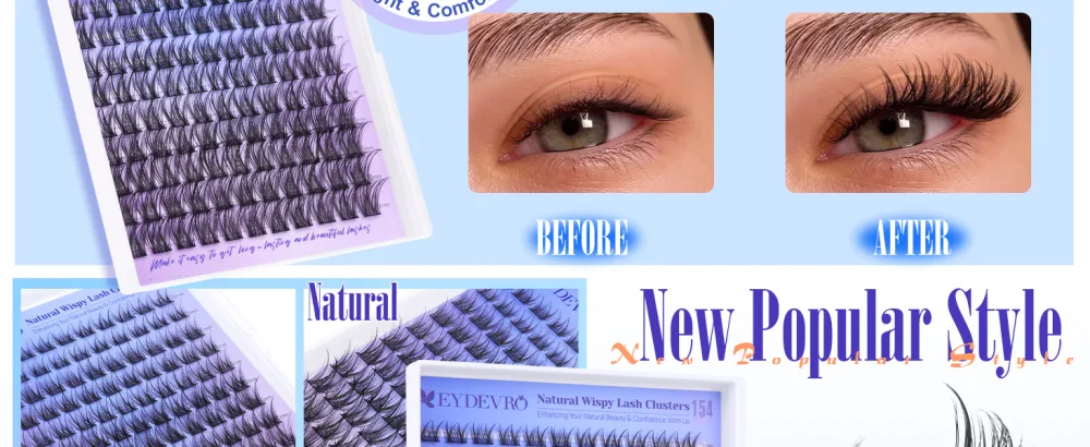 Wispy Lash Clusters Natural Eyelash Cluster Extensions C Curl 8-16mm Individual Lashes DIY Lash Extensions Cluster Lashes Individual Eyelashes Extensions by EYDEVRO Natural Wispy Clusters - Natural Wispy Lash Clusters