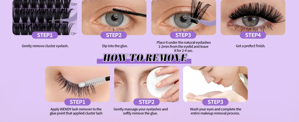 WENDY Lashes Clusters Multi-Type DIY Eyelash Extension - Lash Clusters D Curl 40D & Bottom Lashes Black Cluster Eyelash Extensions Wispy Soft Individual Lashes Suitable for Beginners 10-16 MM Bottom+40D-10-16 - product information 32