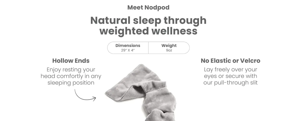 Nodpod Gentle Pressure Sleep Mask | Patented Light Blocking Design for Sleeping, Travel & Relaxation | Bead Filled, Machine Washable, BPA Free Eye Pillow (Black Onyx) - Our nodpod is filled with microbead pods, has hollow ends, and is comfortable.