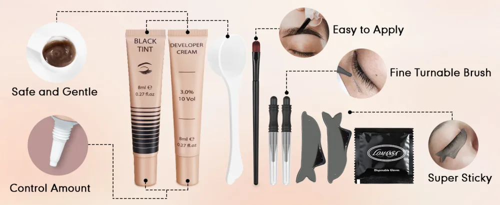 Eyelash Color Kit Black Instant Lash Color with Natural Black Effects Voluminous Keratin Colors Safe & Easy to Use with eyepatches - lash dye