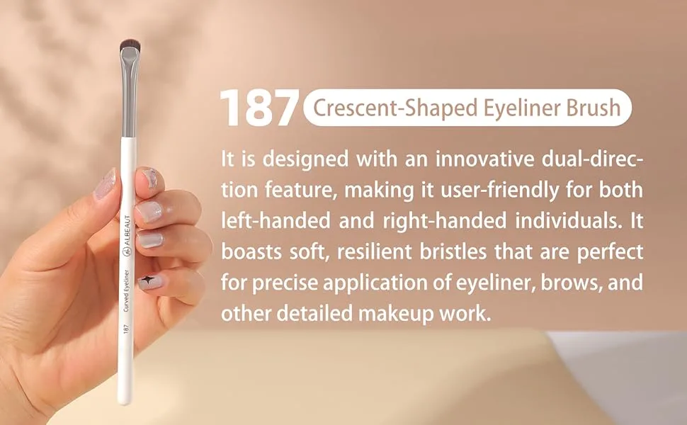 Eyeliner Brush Crescent-Shaped Eyeliner and Brow Brush - Effortlessly Create Perfect Eyeliner (187 curved eyeliner) - crescent dual direction eyeliner brush for gel and liquid products