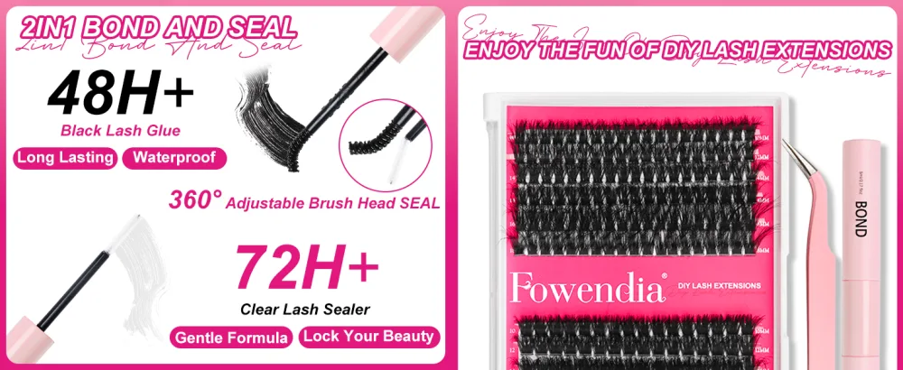 Lash Clusters Kit Fluffy 80D 100D Individual Lashes D Curl Cluster Eyelash Extensions 10-18mm DIY Lash Extension Kit Lash Bond and Seal Waterproof Lash Applicator Thick False Eyelashes Kit 80D+100D-Kit(Fluffy) - DIY lash clusters