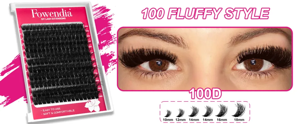 Lash Clusters Kit Fluffy 80D 100D Individual Lashes D Curl Cluster Eyelash Extensions 10-18mm DIY Lash Extension Kit Lash Bond and Seal Waterproof Lash Applicator Thick False Eyelashes Kit 80D+100D-Kit(Fluffy) - fluffy lash clusters