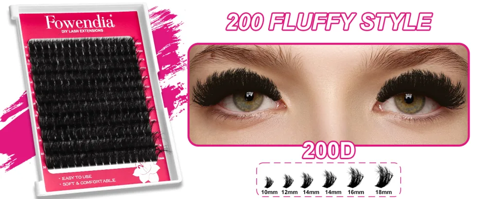 Lash Clusters Kit Fluffy 80D 100D Individual Lashes D Curl Cluster Eyelash Extensions 10-18mm DIY Lash Extension Kit Lash Bond and Seal Waterproof Lash Applicator Thick False Eyelashes Kit 80D+100D-Kit(Fluffy) - fluffy lash clusters