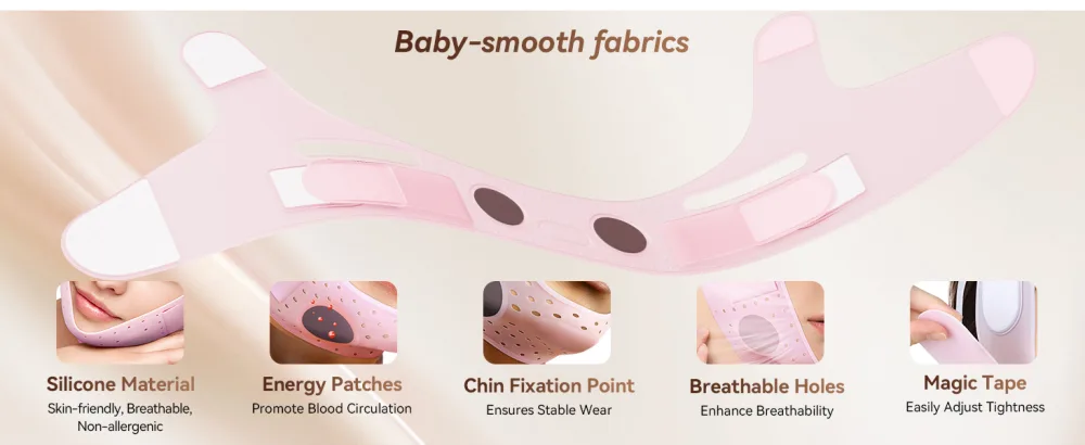 Reusable V Line Face Strap Soft Silicone Chin Strap for Women 23-27 Inches(PINK) - Reusable V Line Face Strap