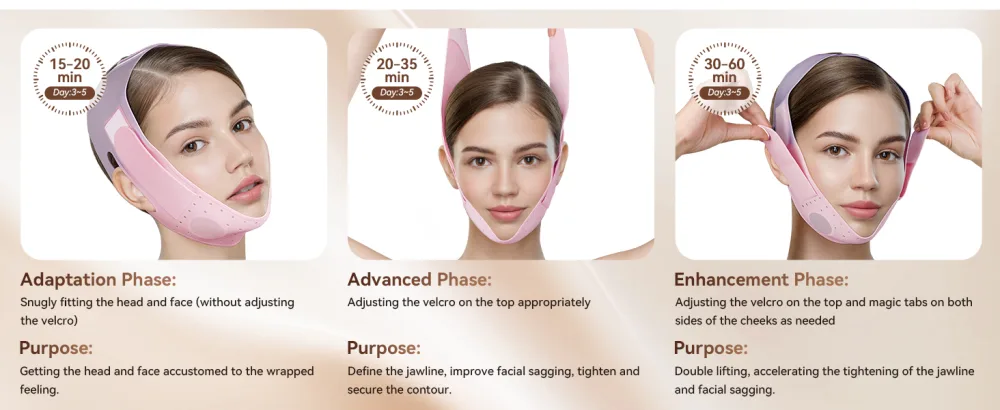 Reusable V Line Face Strap Soft Silicone Chin Strap for Women 23-27 Inches(PINK) - Reusable V Line Face Strap