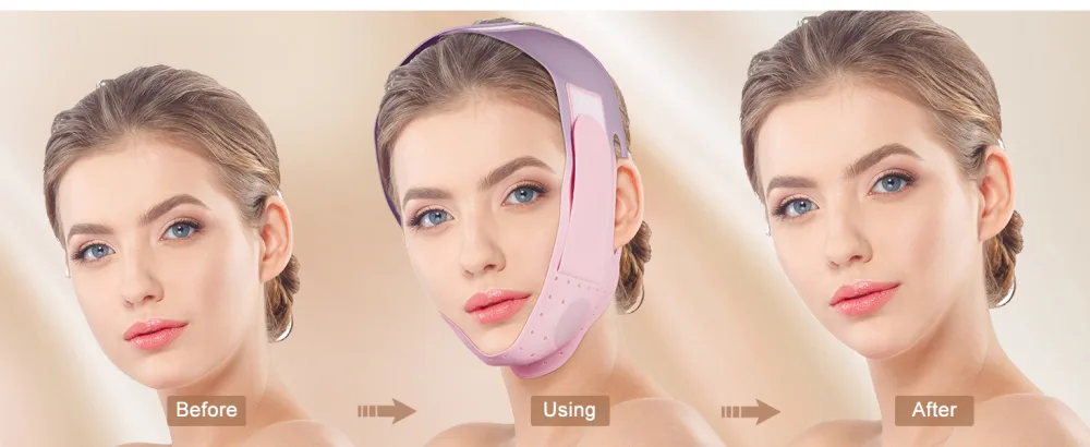 Reusable V Line Face Strap Soft Silicone Chin Strap for Women 23-27 Inches(PINK) - Reusable V Line Face Strap
