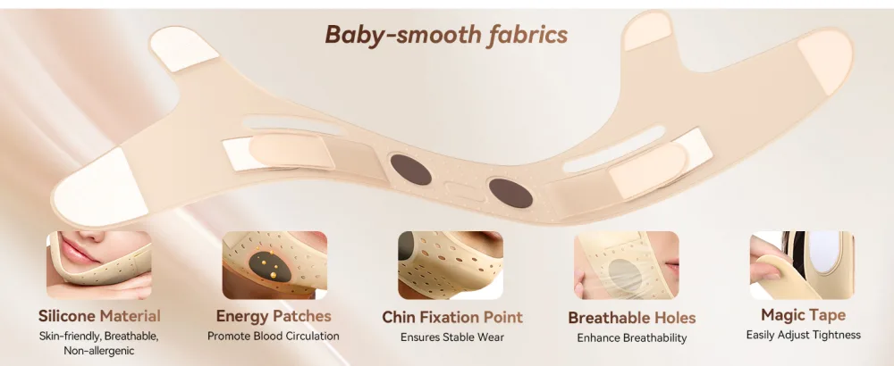 Reusable V Line Face Strap Soft Silicone Chin Strap for Women 23-27 Inches(Skin tone) - Reusable V Line Face Strap