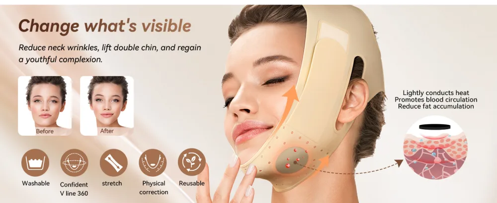 Reusable V Line Face Strap Soft Silicone Chin Strap for Women 23-27 Inches(Skin tone) - Reusable V Line Face Strap