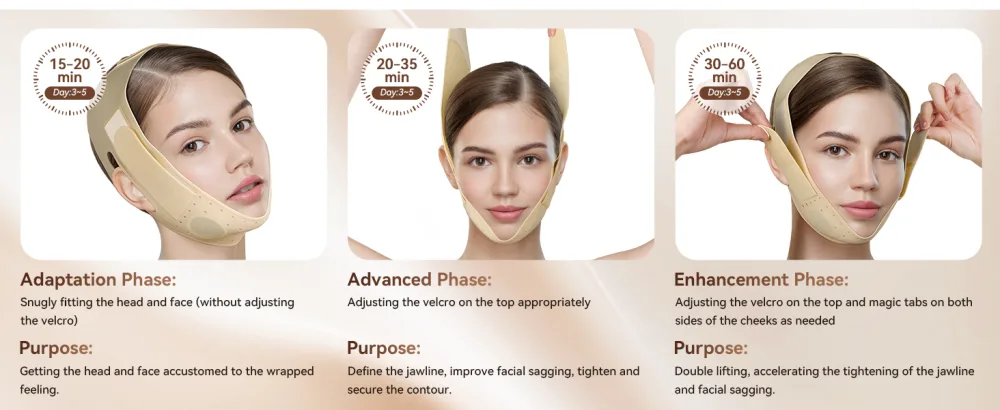 Reusable V Line Face Strap Soft Silicone Chin Strap for Women 23-27 Inches(Skin tone) - Reusable V Line Face Strap