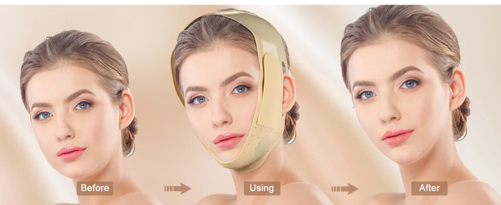 Reusable V Line Face Strap Soft Silicone Chin Strap for Women 23-27 Inches(Skin tone) - Reusable V Line Face Strap