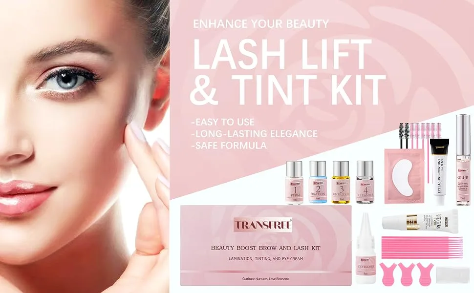 Eyelash Lift Kit and Brow Lamination DIY Lash Perm Tool Kit Laminado de Cejas Kit Profesional Natural Curled and Black Lashes - Eyelashed lift kit: Eyebrow Lamination kit