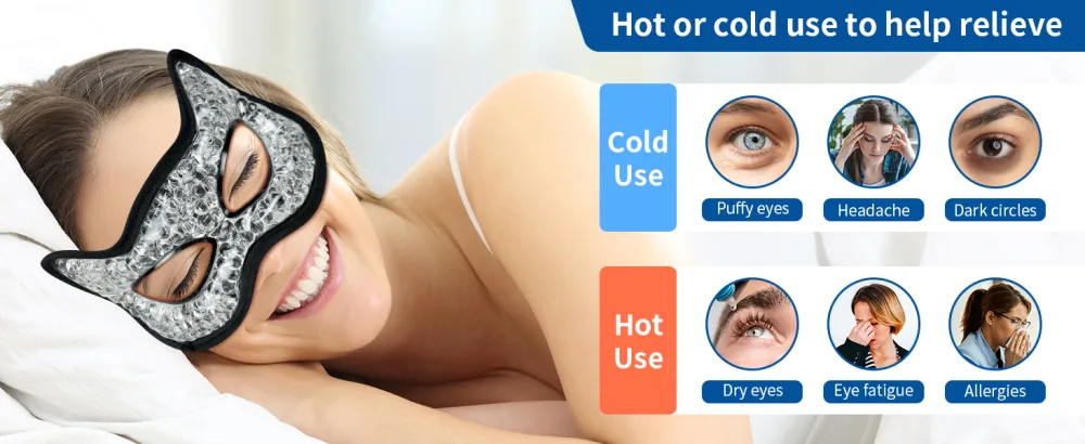 Cooling Eye Mask Gel Eye Mask Hot Cold Use Cold Eye Mask for Puffy Eyes Dry Eyes Headaches Migraines Sinus Dark Circles (2 blue) Black 2 - hot or cold use