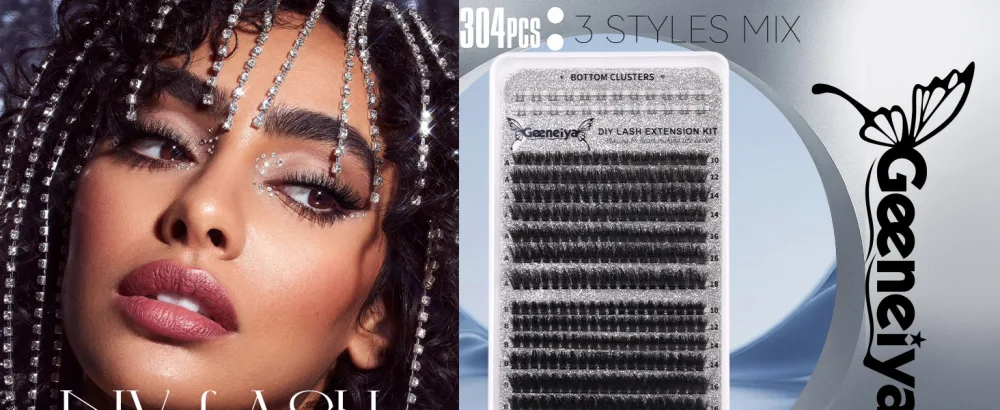 Fluffy Cluster Lashes with Bottom Cluster Eyelash Extensions 10-18mm Lash Clusters D Curl 200D+300D Volume Lash Extensions Wispy Individual Lashes DIY Lashes Extensions by Geeneiya - product information 26