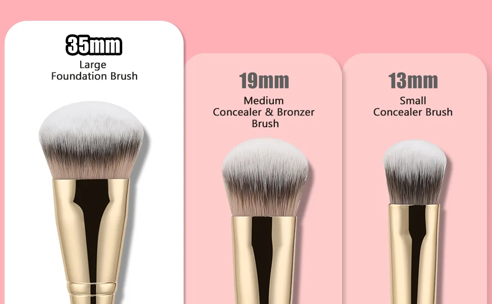 TEOYALL Flat Angled Foundation Brush Large Dense Synthetic Bristles Kabuki Brush for Base Makeup with Liquid Cream Powder Pink L - contour brush