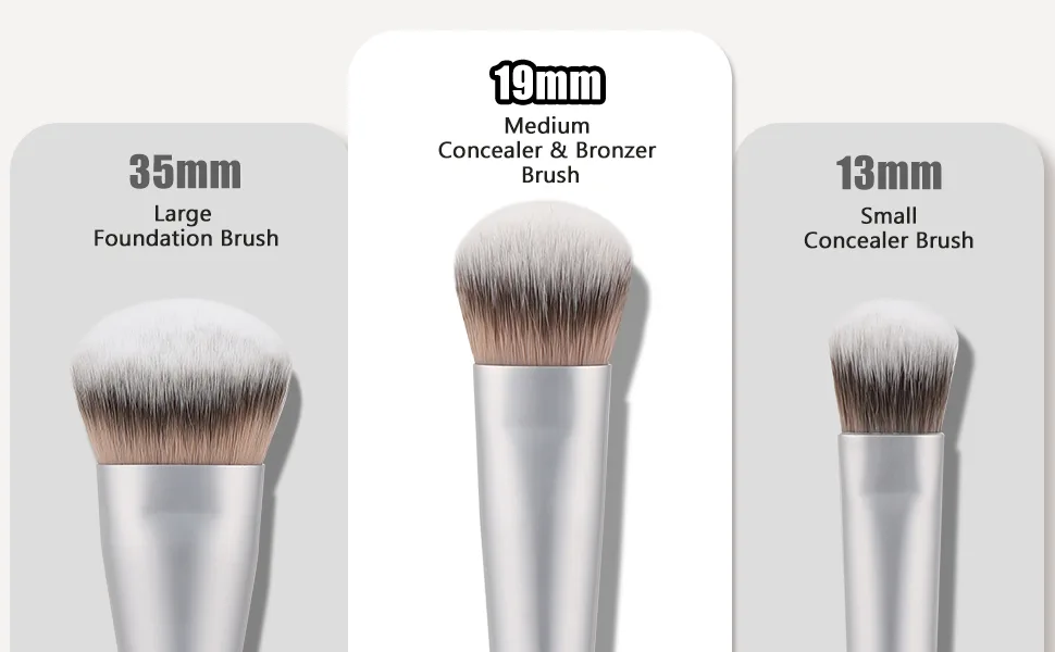 TEOYALL Flat Angled Concealer Bronzer Brush Medium Synthetic Bristles Flawless Coverage Multitask Brush with Liquid Cream Powder Silver M - angled concealer brush