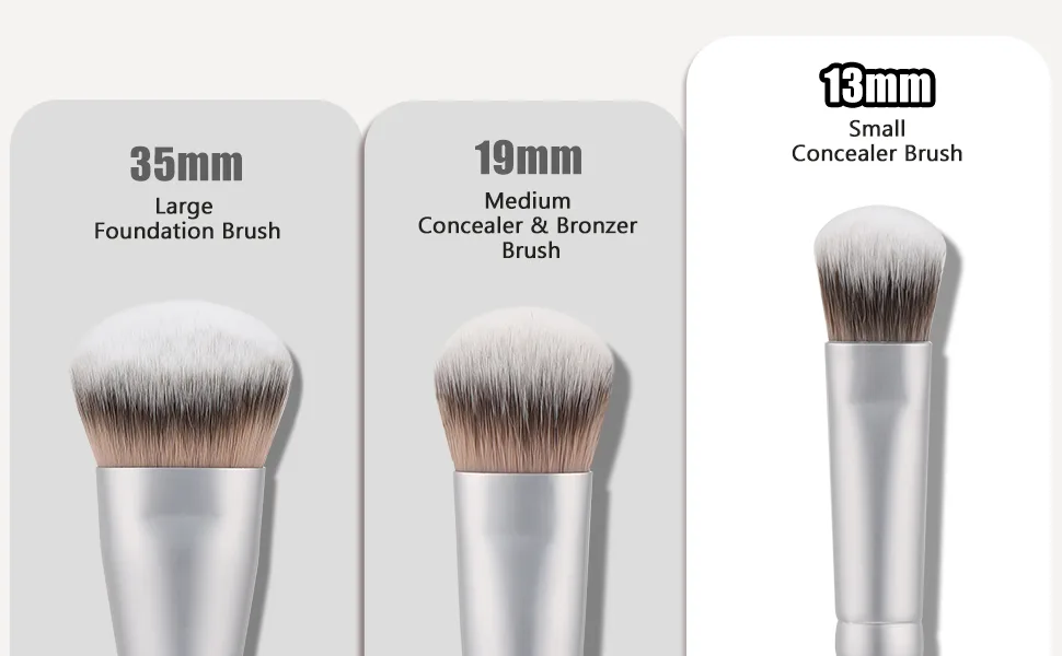 TEOYALL Under-Eye Concealer Brush Small Flat Angled Synthetic Bristles Flawless Coverage Multitask Brush with Liquid Cream Powder Silver S - concealer blending brush