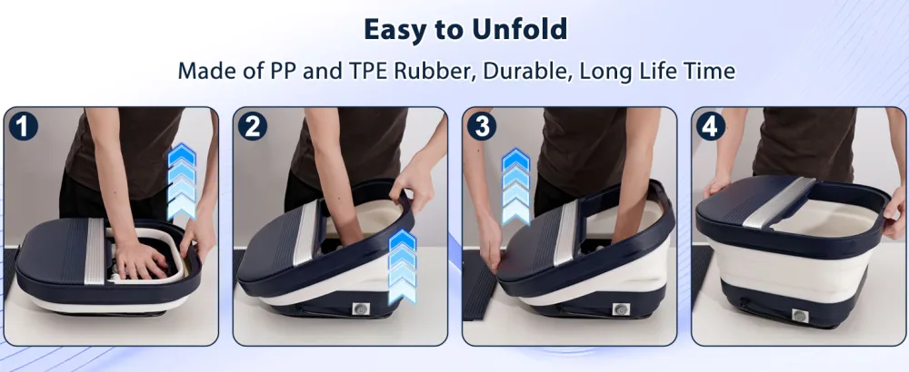 Collapsible Foot Bath Spa with Heat Remote Control Massage Rollers Bubble Foot Pedicure Kit Red Light Pedicure Foot Spa Foot Bath for Gifts - unifull foot spa