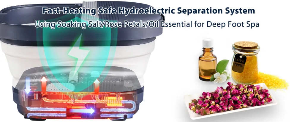 Collapsible Foot Bath Spa with Heat Remote Control Massage Rollers Bubble Foot Pedicure Kit Red Light Pedicure Foot Spa Foot Bath for Gifts - unifull foot spa