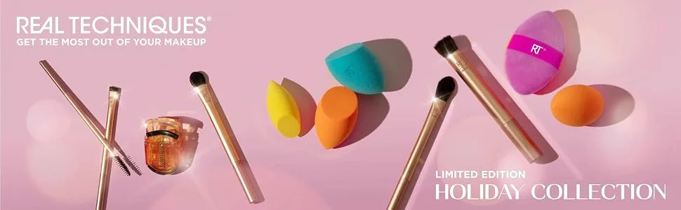 Real Techniques Sleigh The Night Mini Brush + Sponge 4 Piece Holiday Gift Set Sleigh the Night 4 Piece Set - image