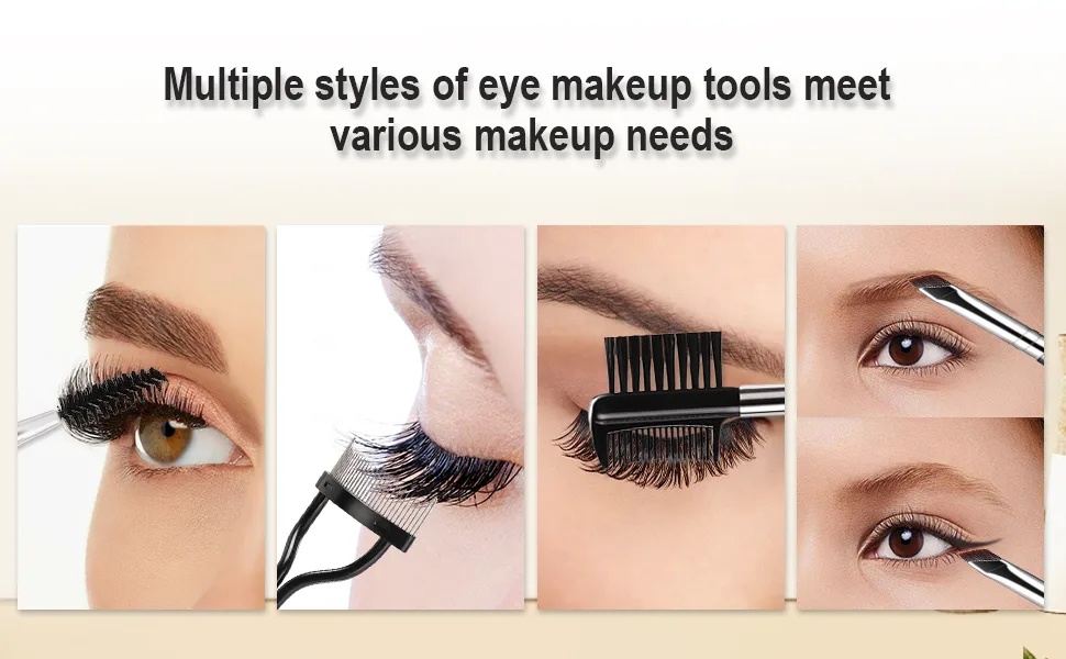 TEOYALL Eyebrow Liner Brushes Dual-Ended Angled Bristles Brush Brow Spoolie Eyelash Separator Comb for Daily Eye Makeup Routine Eye All In One Set/A - angled eyebrow brush