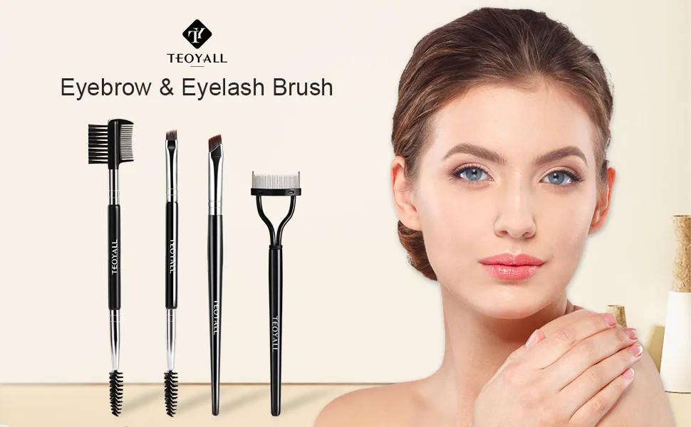 TEOYALL Eyebrow Liner Brushes Dual-Ended Angled Bristles Brush Brow Spoolie Eyelash Separator Comb for Daily Eye Makeup Routine Eye All In One Set/A - eyebrow brush