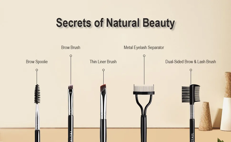 TEOYALL Eyebrow Liner Brushes Dual-Ended Angled Bristles Brush Brow Spoolie Eyelash Separator Comb for Daily Eye Makeup Routine Eye All In One Set/A - eyeliner brush