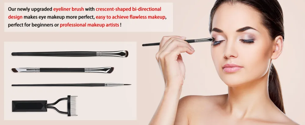 4 Pieces Eyelash Comb Separator Crescent Eyeliner Brush Fine Angled Eyeliner Brush Eyebrow Brush Ultra Thin Liner Brush Eye Makeup Tool - eyeliner brush