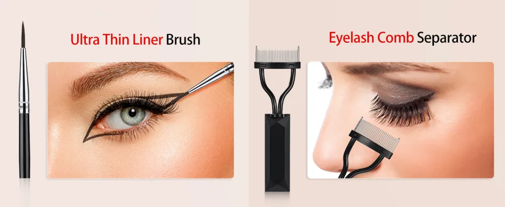 4 Pieces Eyelash Comb Separator Crescent Eyeliner Brush Fine Angled Eyeliner Brush Eyebrow Brush Ultra Thin Liner Brush Eye Makeup Tool - Fine Angled Eyeliner Brush set